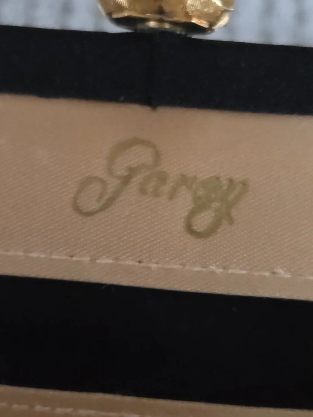 Vintage Garay Black Pleated Fabric Evening Bag Purse Gold Tone Floral Clasp
